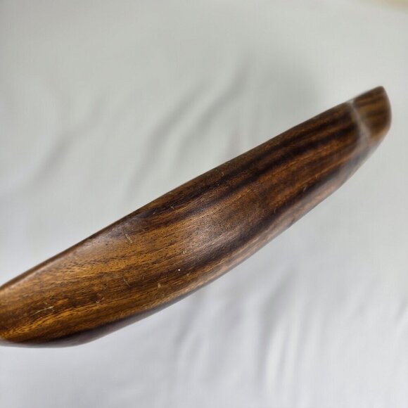 Vintage Monkey Pod Wood Leaf Serving Bowl  3 Sections Made in the Philippines - Picture 10 of 11